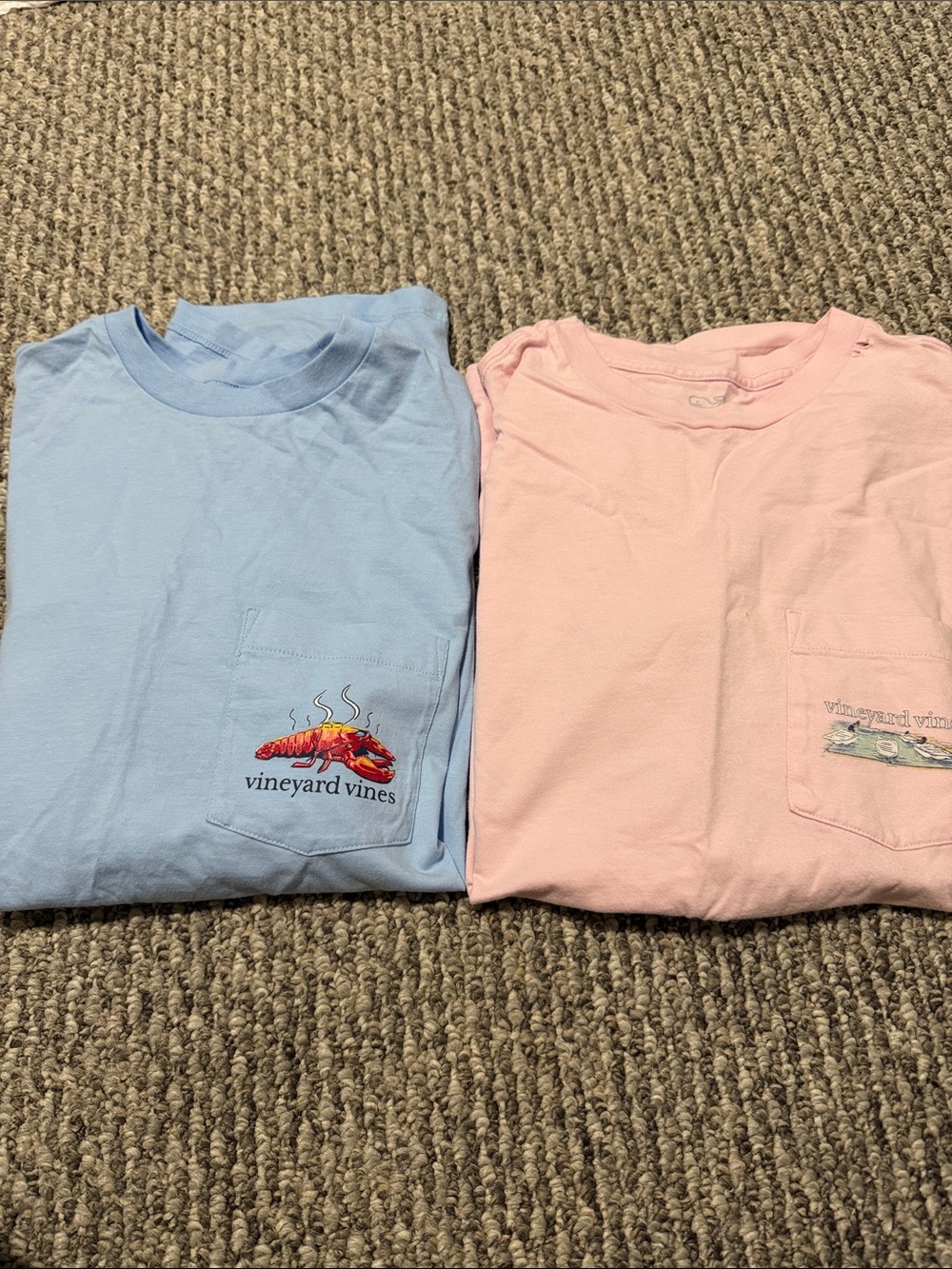 Vineyard Vines Kids Pocket Tees in Light Blue & Light Pink